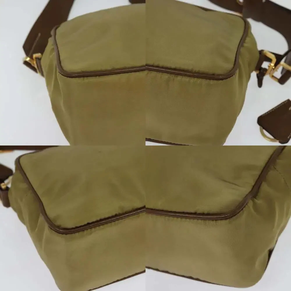 PRADA Shoulder Bag Nylon Beige Gold - Picture 10 of 12